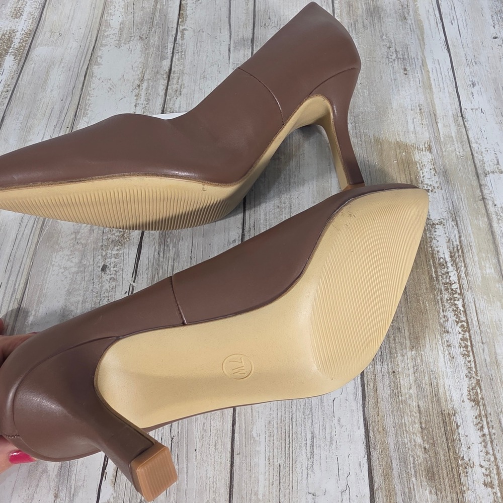 A New Day Brown Pointed Toe Stiletto Heel Pumps Womens Size 7W NEW - Picture 6 of 10